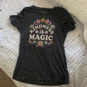 This is a grey/green t-shirts with with a print.